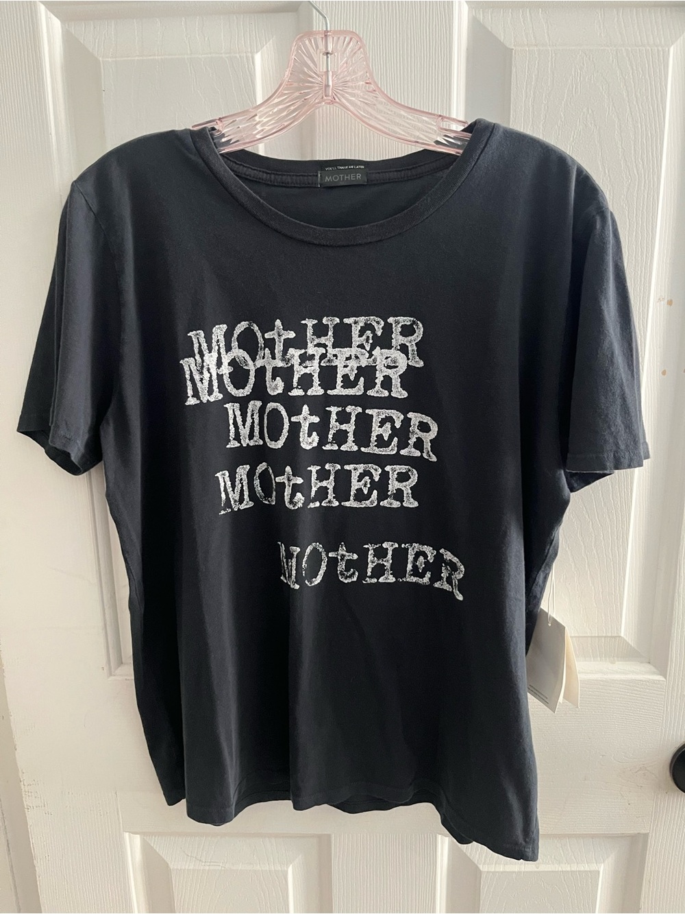 NWT - MOTHER - The Itty Bitty Goodie Goodie Typewriter Faded Tee - Sz Large